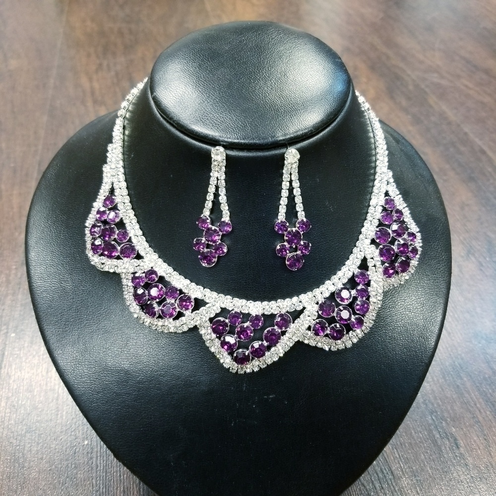 Luxury Purple and Silver Jewelry Set